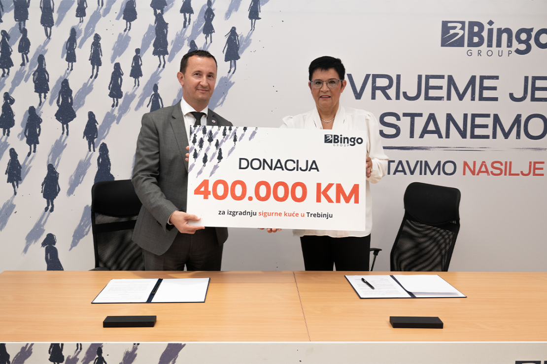 Бинго донирао 400.000 КМ за изградњу прве сигурне куће у Требињу